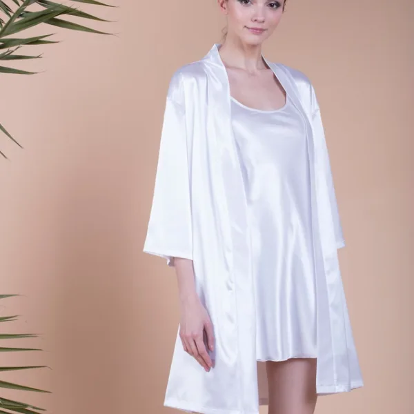 Milena by Paris Robe Ρόμπα Σατέν Ιβουαρ 005356