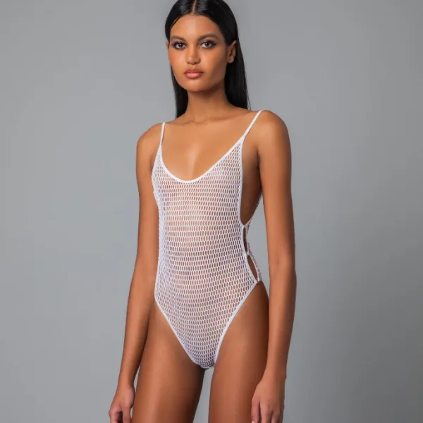  Milena by Paris Γυναικείο Λευκό Super Sexy Διχτυωτό Body String Στρίνγκ 002444