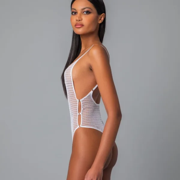  Milena by Paris Γυναικείο Λευκό Super Sexy Διχτυωτό Body String Στρίνγκ 002444